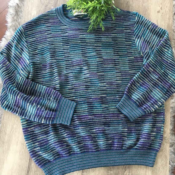 Vintage Missoni striped wool mohair knit sweater L - Picture 3 of 8